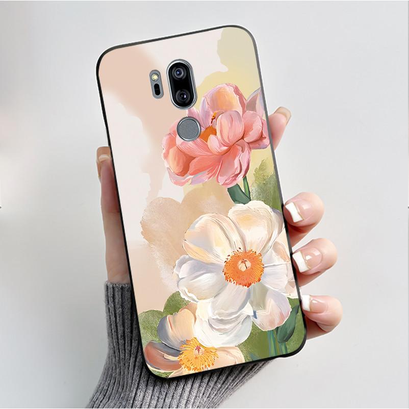 Druckmuster Hülle Für LG G7 thinQ Capa Weiches Silikon Schwarze Hülle Für LG G7thinQ Abdeckung Niedliche Blume Cartoon Hülle Funda Coque