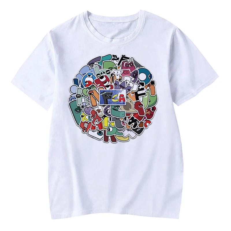 T-shirt Estive Traspiranti a Maniche Corte Stampa 3D Cartone Animato Gioco Alphabet Lore per Bambini 2-13 Anni Ragazzi Ragazze Abbigliamento Casual