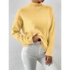 Solid Color Loose Knit Top Semi High Neck Pullover Long Sleeved Sweater Women Autumn and Winter