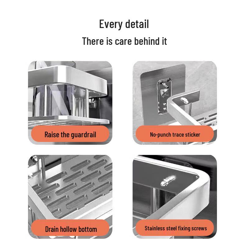 Xinpei Drill-Free Space Aluminum Square Bathroom Shelf