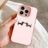 Dachshund Cartoon Case For iPhone 16,15,14,13,12,11,Pro,Max,Plus,Mini,SE Anti Fall Pink Matte Hard Bumper