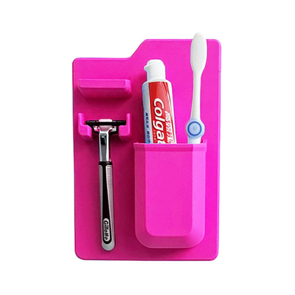 Portaspazzolini in silicone world Integrato Porta spazzolino in silicone Rack portaoggetti per dentifricio Rasoio Erogatore spazzolino da denti Organizzazione bagno