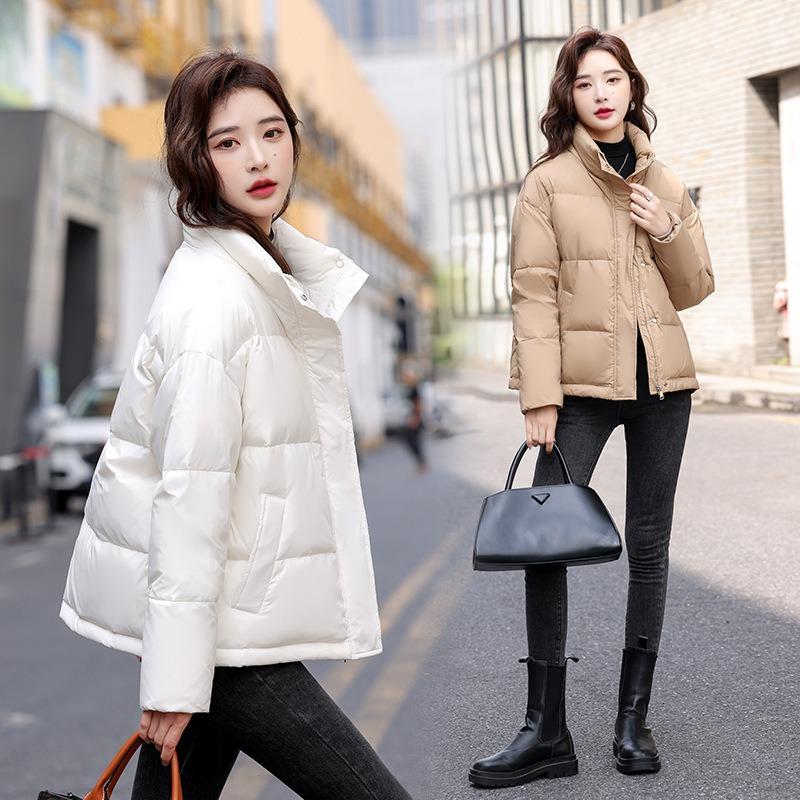 Down jacket women's short model new winter duck down thickened Korean version small stand-up collar bread jacket