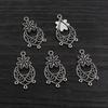 30pcs Antique Silver Plated Boho Vintage Flower Connector Charms Pendant DIY Necklace Bracelet Jewelry Making Findings Supplies