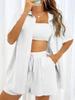 Women's Casual Solid Color Two-Piece Set: Short-Sleeved Shirt & Loose Shorts