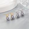 Korean Style Four-Prong Diamond & Pearl Stud Earrings - Elegant & Fresh Design