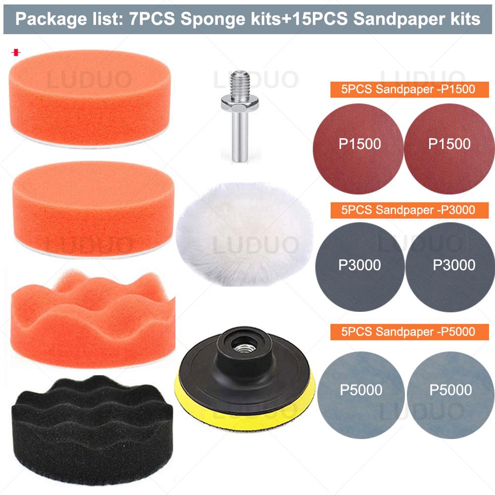 45/30/15 BUC Discuri Abrazive 3 Inch Pad de Lustruire Pad de Polisat Burete pentru Ceruire Kit Renovare Faruri Auto Polish Auto