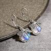 Vintage Bronze Dragonfly Earrings Fashion Gold Color Metal Carving Pattern Inlaid Multicolour Moonstone Drop Earrings for Women