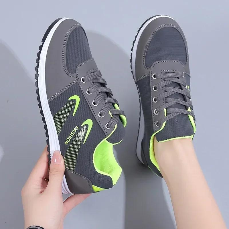 2024 Spring New Women's Breathable Mesh Platform Shoes Fashion Lace Up Women's Casual Sneakers Outdoor Running Shoes Women Tenis
