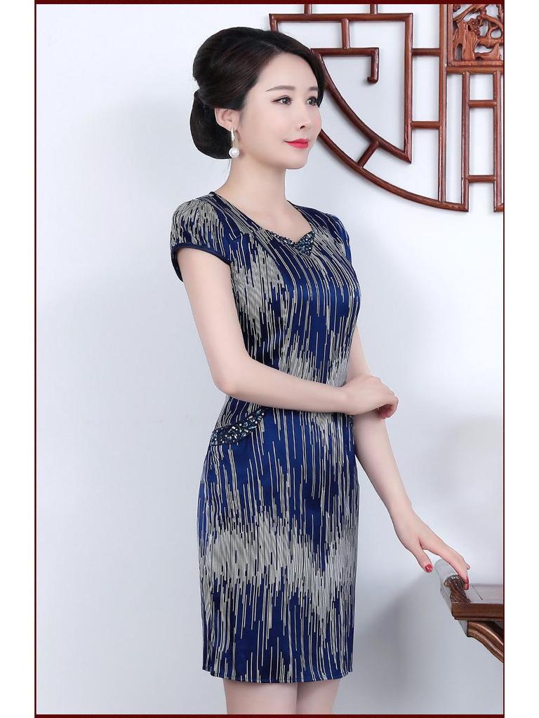 2022 Summer Heavyweight Mulberry Silk Dress with Beading - Slimming & Figure-Flattering Women's Clothing