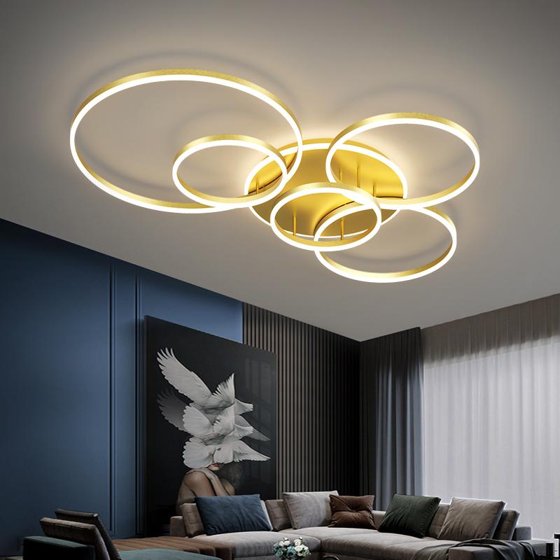 Modern LED Ceiling Chandelier Lighting for Living Bedroom Ring Pendant Lamp Postmodern Simple Lustre Foyer Chandeliers