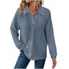 Women's Fashion Long-Sleeve Solid-Color Collared T-Shirt With Button-Up Front And Pocketed Casual Sweatshirt Top