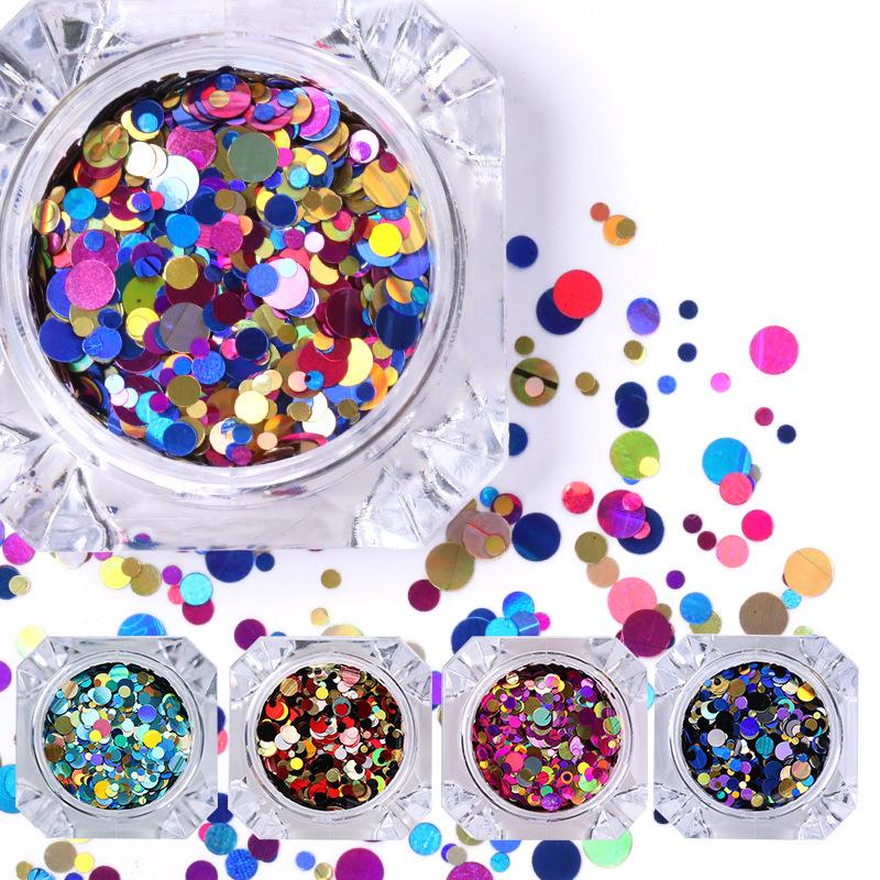 Bright Nail Art Round Sequins Nail Sequins Glitter Powder Glitter Phototherapy Nail Art Decorative Patch 12 Colors Nail Art Accessories