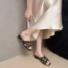 Women Slippers Fashion Sexy Chain Lock Solid Color Plus Size Sandals New Style Roman Style Flat Slippers Outdoor Slides Women