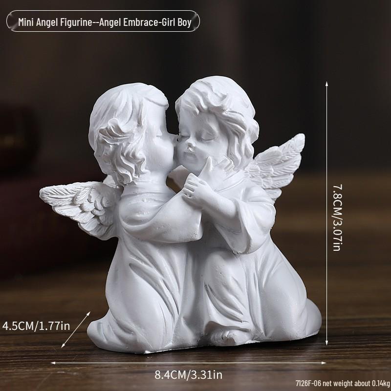 Americká Retro Evropská Pryskyřičná Figurka Anděla: Bílá stolní dekorace pro malé dívky