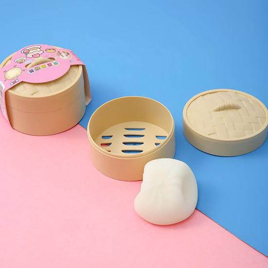 1/2/3/4Pcs Simulated Dough Ball Toy with Steamer Stress Relief Steamed Bun Squeeze Sensory