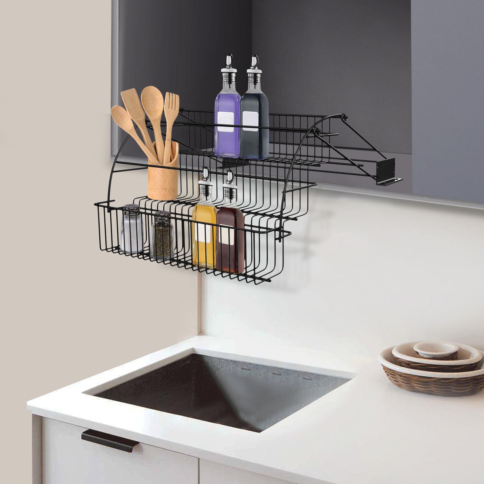 

Bymaocar 3-layer Office / Bedroom Storage Rack, Iron Black Spice Can Telescopic Cutlery Storage Holder W/ 11Lbs Bearing Capacity 3-tier чёрный