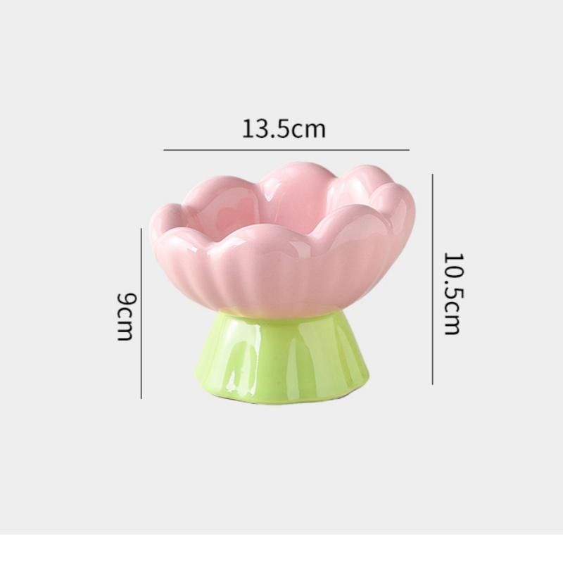 

Creative Ceramic Drinking Water Food Tall footed Bowl Anti Overturning Neck Protection Large caliber, Cat Bowl Pet Supplies, 1Pc