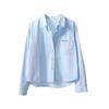 Short Cotton Shirt Women's Spring Summer Coat Fashion Letter Pocket Jacket Long Sleeve Casual Blouse Joker Ladies Tops