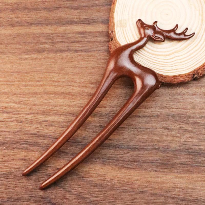 

1pc Wood Vintage Style Butterfly Flower Women Rabbit Deer Hair Accessories Hairpin U-Shaped Hair Stick