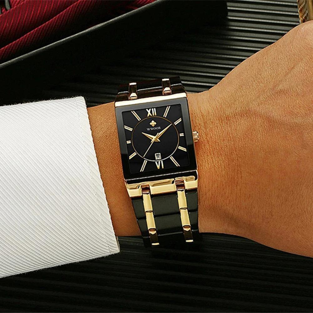WWOOR Top Brand Luxury Steel Strap Business Quartz Watch Men Casual Waterproof Sports Watch