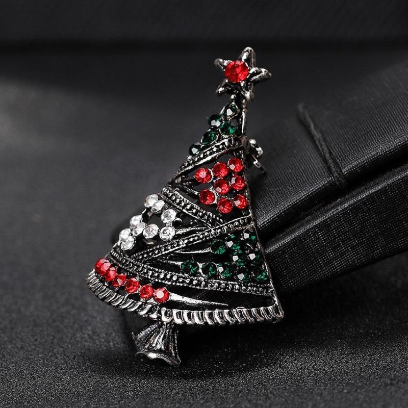 Women Christmas Tree Brooch Pin Multicolor Rhinestone Jewelry Fashion Xmas Gift
