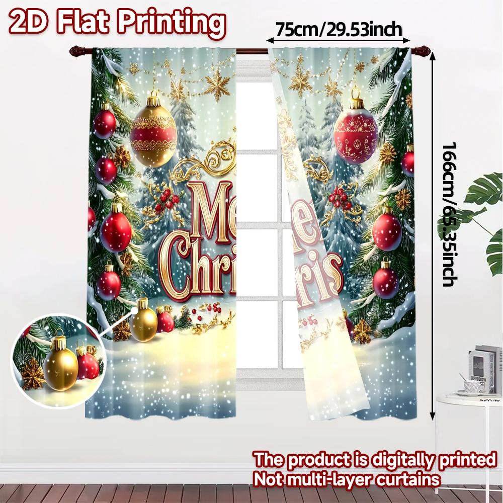 2pcs  Curtains Christmas33 (3) Fashionable Popular Curtains Durable Polyester Curtains Decorations Outdoor Use for Bedroom
