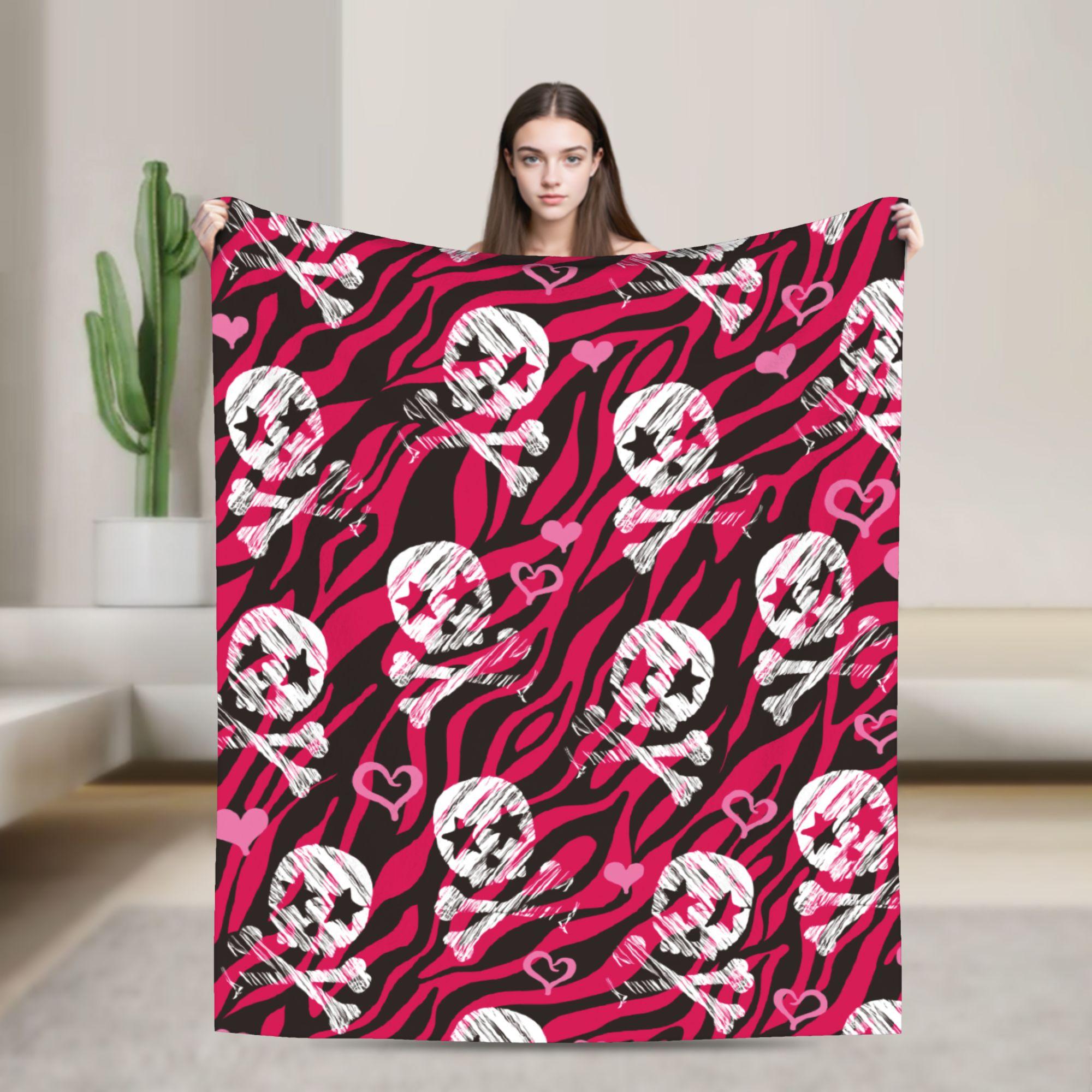 

Mexican Skull Pattern Blanket Cover Halloween Spooky Design Flannel Throw Blanket Bedroom Sofa Decoration Lightweight Bedsprea 75x90cm