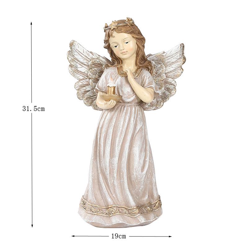 European LED Praying Angel Resin Ornament – Indoor/Outdoor Decor