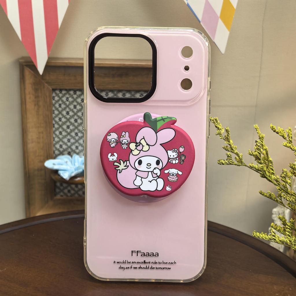 Film-Style Cute Cartoon MagSafe Magnetic Bracket with Strong Adsorption and Retractable Desktop Airbag for Trendy Females