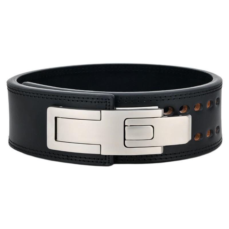 First Layer Cowhide Fitness Belt Squat Hard-drawn Power Weightlifting Waist Protection Leather Professional Sports black
