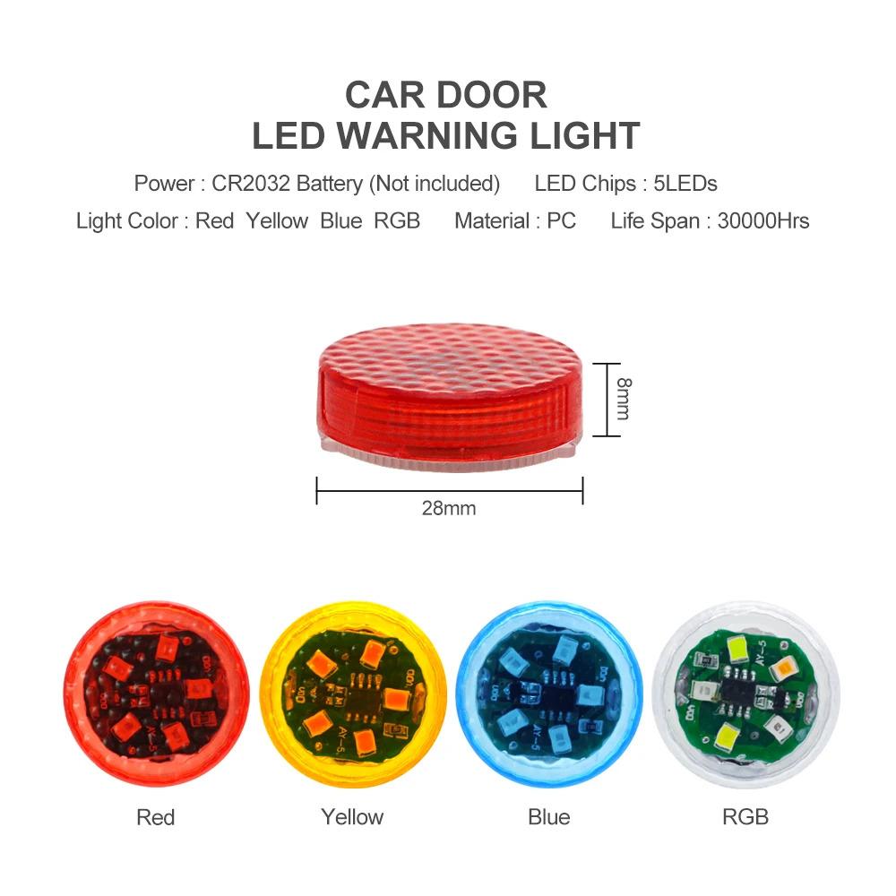 1-4pcs Universal LED Car Opening Door Safety Anti-collision Lights Magnetic Sensor Strobe Flashing Alarm Lights Parking Lamp Neon Lights 4