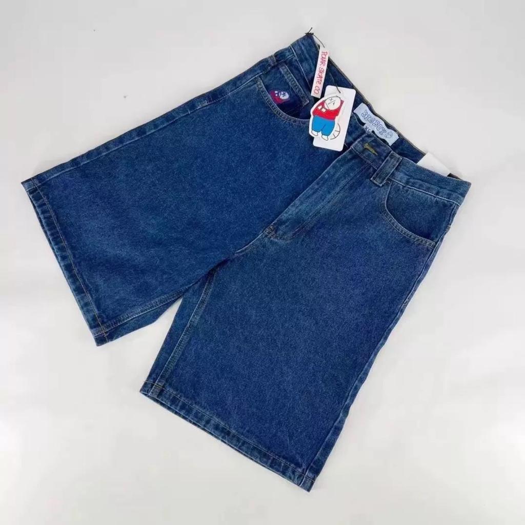 DRIPX Sommer Skateboard Jeansshorts Patchwork Stickerei Locker Jeans Weites Bein Hosen Hip-Hop Rock Straße Neue Hosen