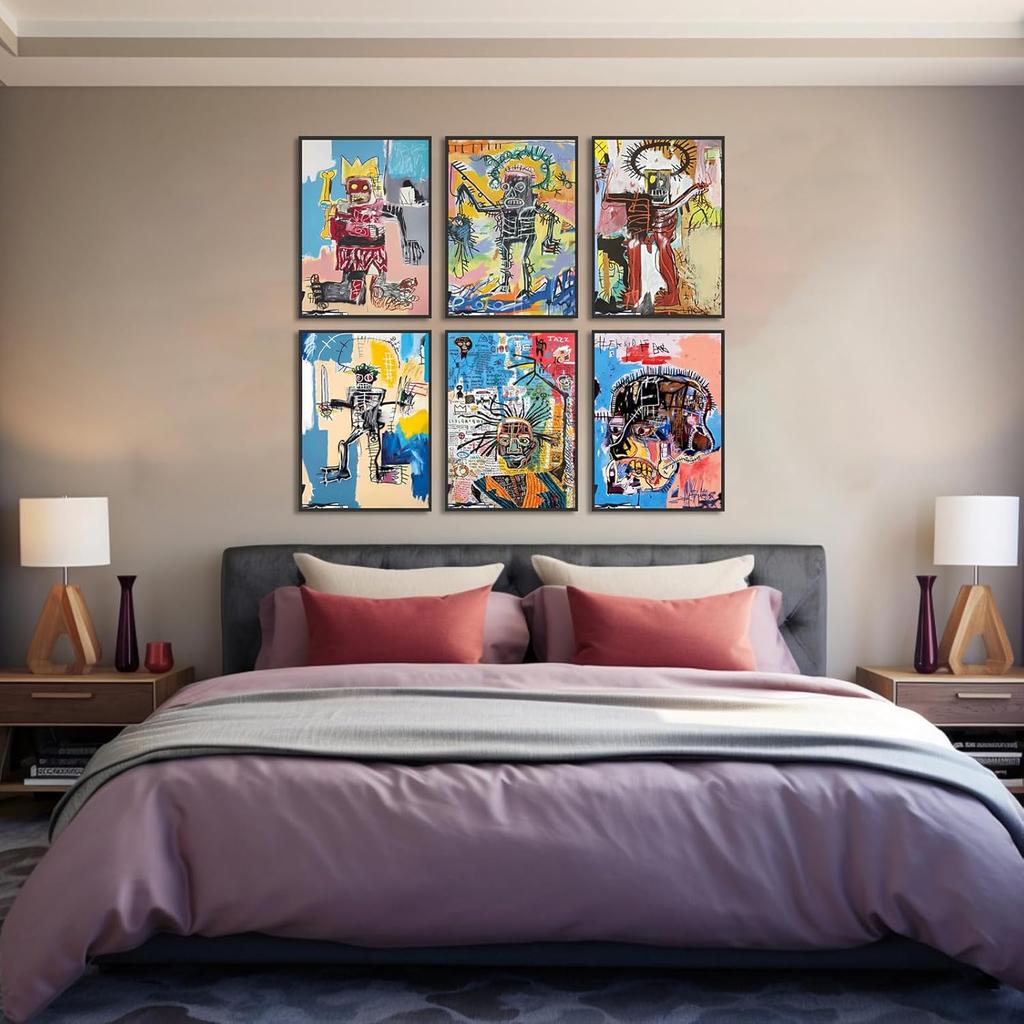 6 Pcs Street Graffiti Wall Art Modern Abstract Poster Prints Wall Decor Artist colorful Print Canvas Painting Artwork for Living Room Bedroom