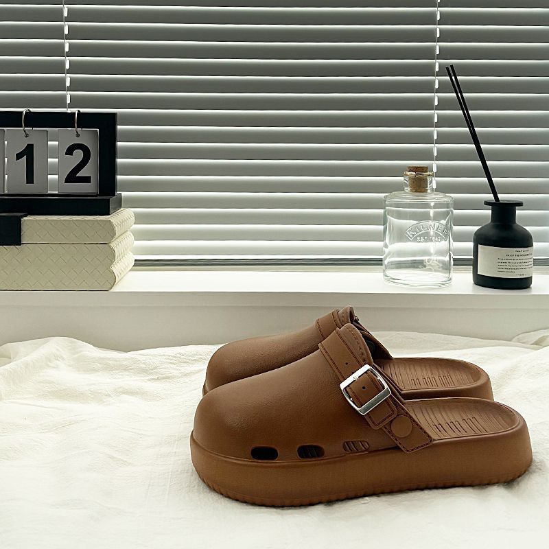 New Men's Slippers Household Waterproof One-pedal Baotou Drag Beach Non-slip Outdoor Stepping On Shit Feeling Light and Cool Slippers