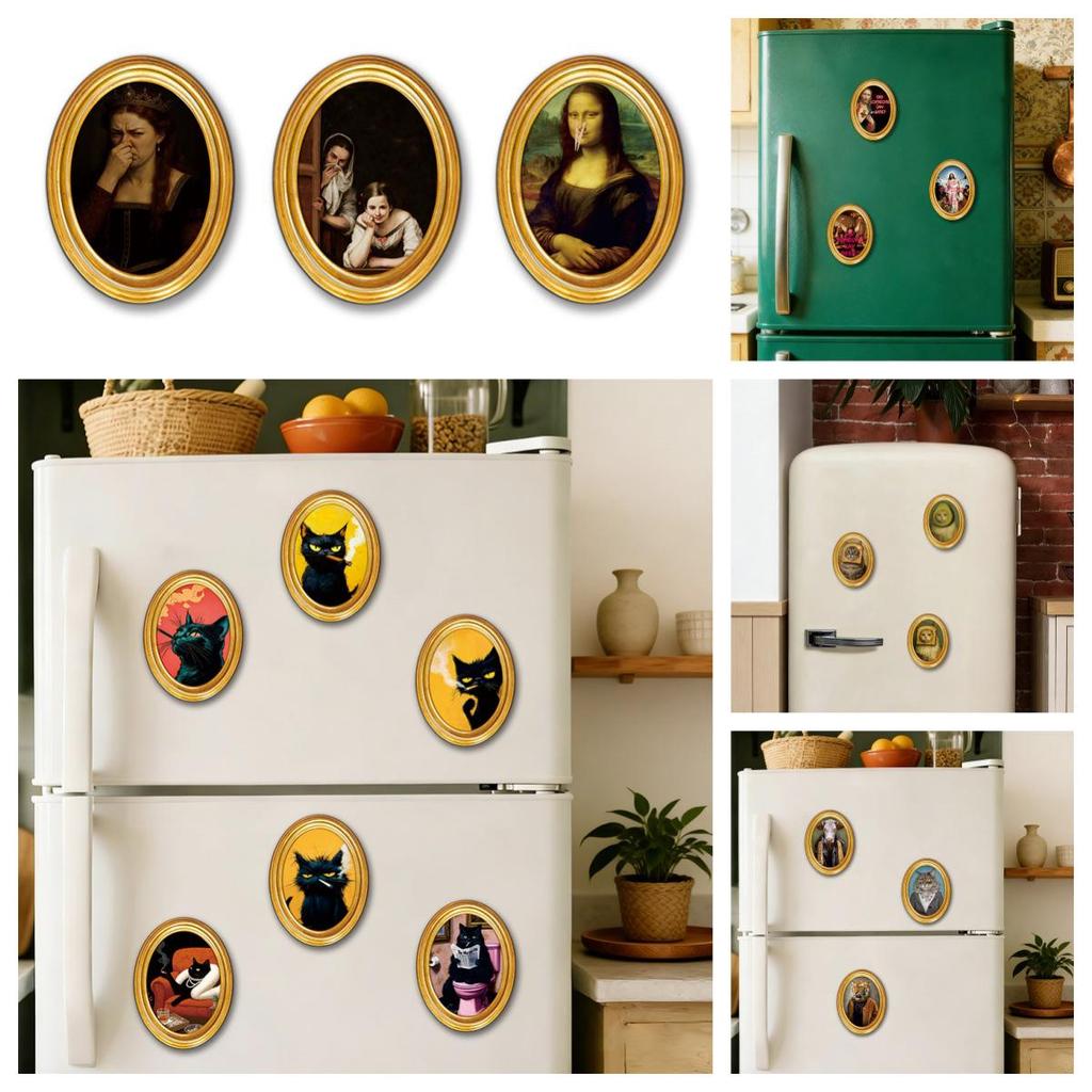 MZCT455-481 Creative 3D Wooden Round Photo Frame Refrigerator Magnet