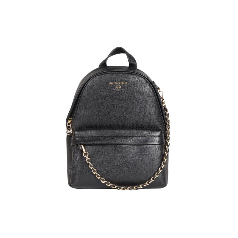 MICHAEL KORS Slater Solid Color Simple Letter Logo Braided Chain Leather Backpack Backpack Medium Women s Black чёрный