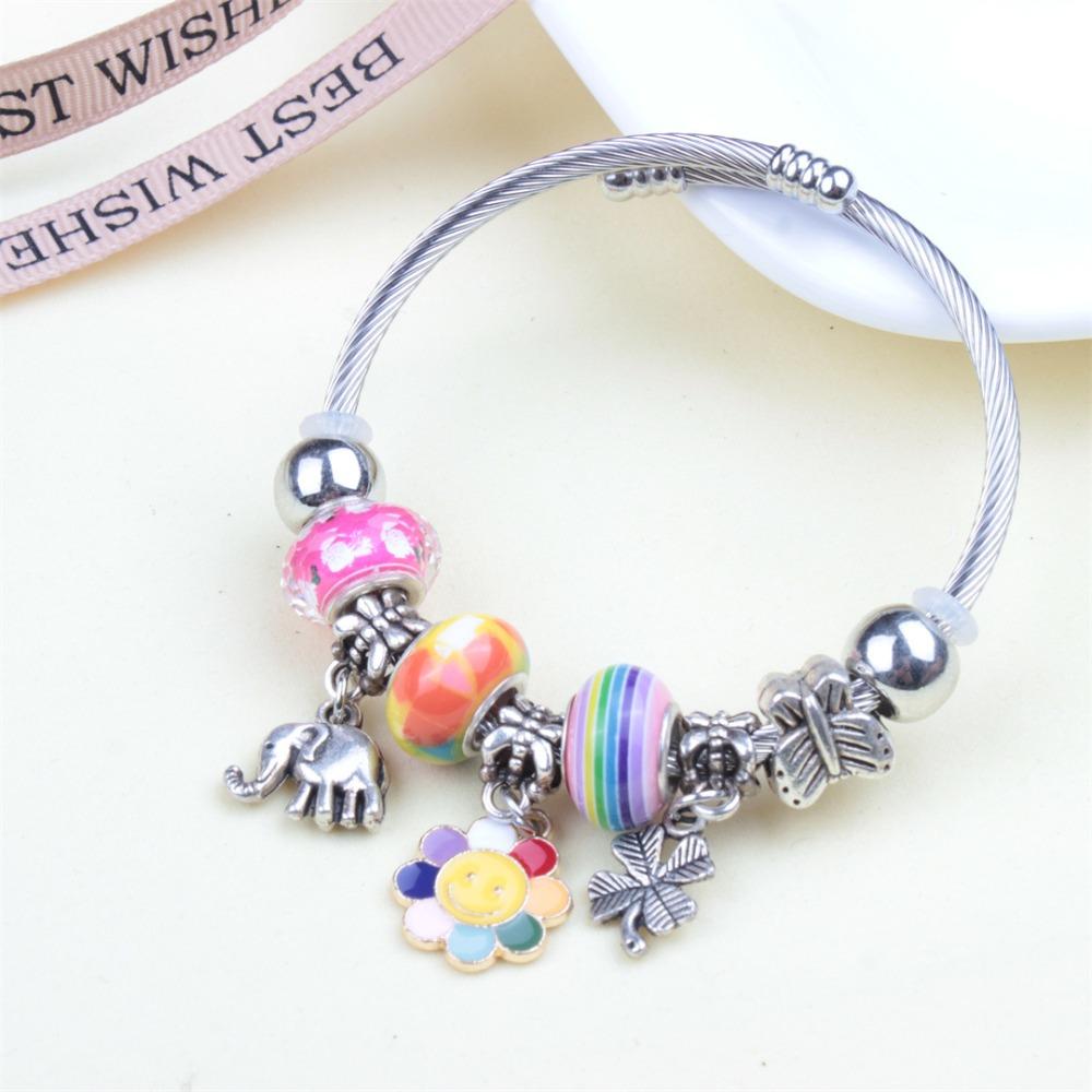 Beaded Bracelet Bangle Multi Element Stainless Steel Copper Alloy Open Spring Snake Bone Chain