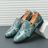 Men's Fashion Pointed Toe Print Pattern Comfort Loafers Formal Shoes for Wedding Prom Dress Homecoming Footwear Designer Style