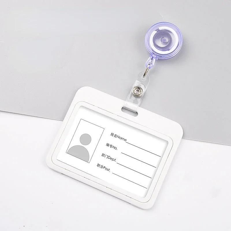 1Set Unisex ID Name Badge Credit Card Holder Employee's Staff Work Card Cover with Retractable Badge Reel Pass Bus Card Sleeve