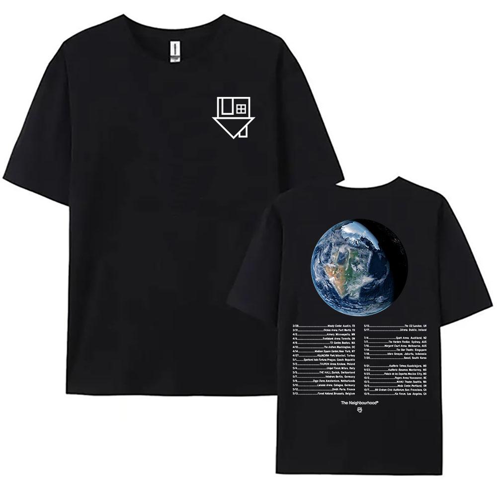The Neighbourhood NBHD WOURLD TOUR 2026 T-Shirt Kurzarm Baumwolle Lockere T-Shirts Damen Herren Kleidung Rundhals Lässiges Bedrucktes T-Shirt XS