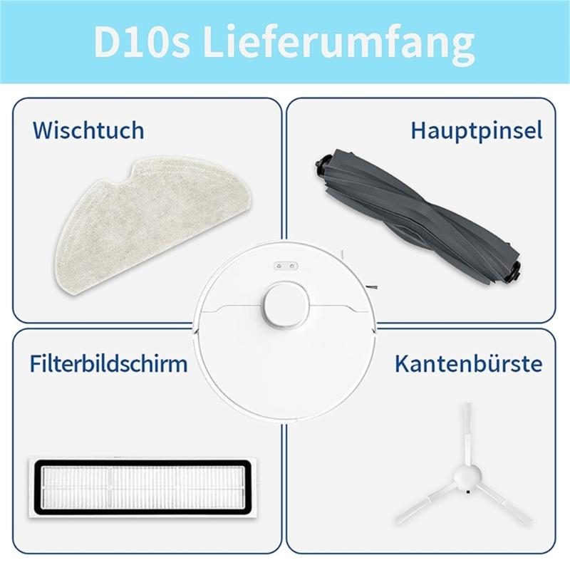 HEPA Filter System Main Edge-Sweeping Brush Mop Anti-Allergen Suitable for DreameD10S/D10S PRO Robot Vacuum Cleaner Part