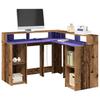 VidaXL Desk with LED Lights Old Wood Engineered Wood, Computer Desk, Writing Desk, Office Furniture At 3309454