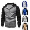 Autumn/Winter Men Zip-Up Color Block Hoodie with Casual Stylish Durable Top Raglan Sleeves Hoodies Sweatshirt Male
