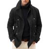 Mens British Trench Coat Vintage Windproof Notch Lapel Peacoat Double Breasted Jacket Coats For Men