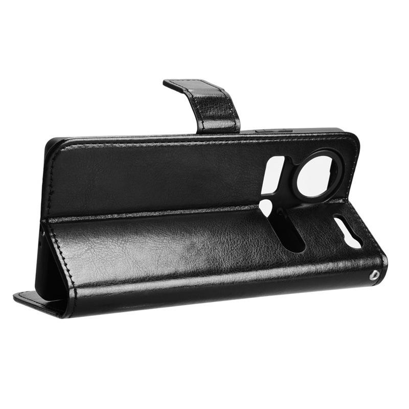 Suitable for ZTE Nubia Z70 Ultra Phone Case with Card Slot, Lanyard, Flip Cover, and Crazy Horse Pattern