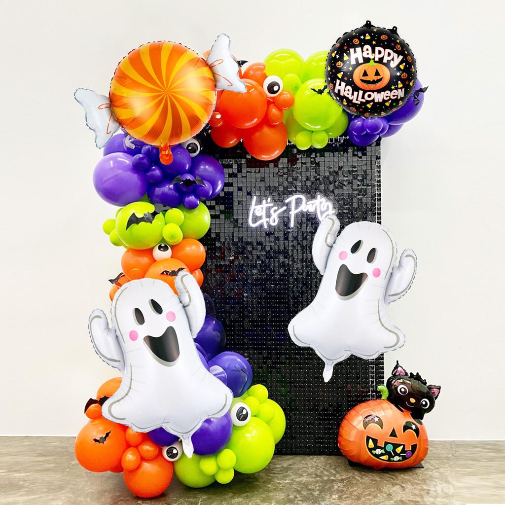 5pcs Halloween Candy Balloon Set Including Pumpkin Ghost and Ball Suitable for Halloween Trick-or-treating Theme Decoration Gift