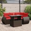 VidaXL Garden Lounge Set with Cushions 5pcs Brown Wicker Acacia, Outdoor Sofa Set, Garden Furniture 3326635