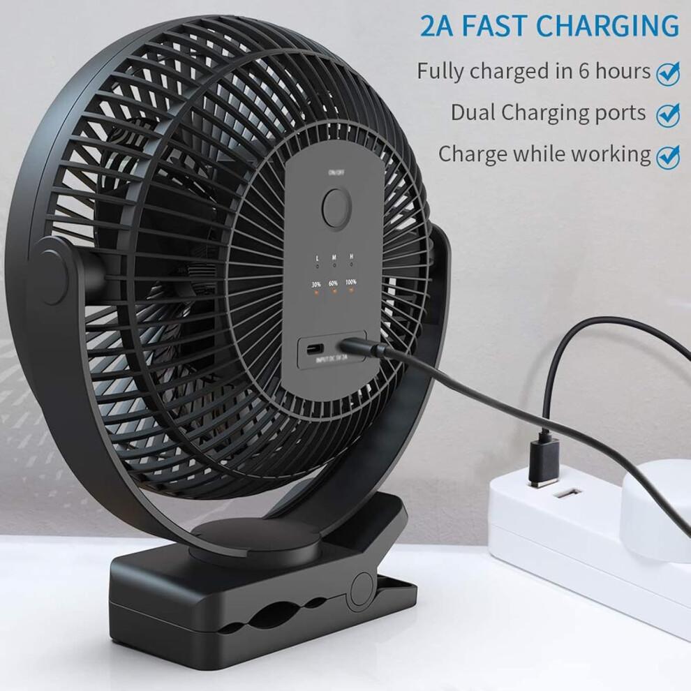 Handheld Fan Rechargeable,Rechargeable Clip Fan 8 Inch Mini Quiet Desk Fan Handheld