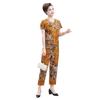 Set de vară răcoros cu mânecă scurtă din două piese pentru femei de vârstă mijlocie și în vârstă - Top și pantaloni cu imprimeu la modă de mamă